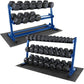 WF Athletic Supply Rubber Coated Hex Dumbbell Set, Multiple Choices Available - Dumbbells with Rack Stand and Mat, or Dumbbells Only (200/550/1200/2100/3000 LB)