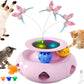 Cat Toys Interactive Rechargeable 3in1 Whack a Mole Cat Toy, Fluttering Butterfly, Track Balls, Touch Activated Automatic Kitten Toys for Indoor Cats