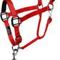 Majestic Ally Leather Halter with Matching Lead Rope for Horses – Leather Breakaway Crown - Adjustable Chin Strap – Rolled Throat Latch – Padded Noseband – Full (Red, Full)