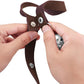Leather Dog Doorbells for Door Knob/Potty Training/Go Outside, Length Adjustment Copper Dog Bell, Housetraining Hanging Bell, Dark Brown Leather Silver Bells - 2 Pack