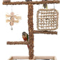 Natural Wood Parrot Stand - Ideal Toy & Accessory for Parakeets, Canaries, Cockatiels, Conure, Lovebirds - Bird Perch Stand with Removable Tray Climbing Net Chewing Toys- Perfect Pet Birds Playstand