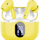 Wireless Earbuds, Bluetooth 5.4 Headphones Bass Stereo, Ear Buds with Noise Cancelling Mic, IP7 Waterproof in Ear Earphones, 36H LED Display Bluetooth Earbuds for Laptop Pad Phones Sports, Yellow