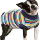 FUAMEY Recovery Suit for Dogs After Surgery,Soft Breathable Dog Bodysuit E-Collar & Cone Alternative Surgical Suit,Male Female Dog Neuter Spay Suits Anti Licking Wounds Onesie Dark Blue Stripes L