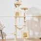 Taoqimiao Cat Tree, 68-Inch Cat Tree Cat Tower for Indoor Cats, Plush Multi-Level Cat Condo with 6 Scratching Posts, 2 Perches, 2 Caves,Hammock, 3 Pompoms,MS020SM Beige