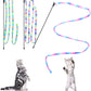 Cat Wand Toys Interactive Kitten Toys Cat Teaser Wand String Feather for Indoor Colorful Ribbon Wands Stick Toy Cat Charmer-3 Packs