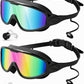 Rantizon Swim Goggles 2 Pack, Wide View Anti Fog&UV Swimming Goggles for Audlt, No Leaking Swim Glasses for Men Women Kids