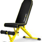Adjustable Weight Bench,1000 LB Fast Folding Workout Bench for Home Gym Strength Training, Incline Decline Flat Utility Bench Press for Full Body Workout, Upright Storage Yellow Exercise Bench