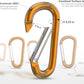 sprookber 3" Aluminum Carabiner D Ring, Caribeener Clips, Spring Snap Hook for Keychain Clip, Set of 10