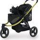 ibiyaya The Beast Pet Jogging Stroller for All Terrains, 3-Wheel Dog Carrier with Double Breaks, Zipperless Large Stroller for Running & Hiking, Multiple Small Dogs, Medium Dogs, or Cats (Jet Black)
