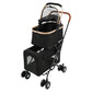 Double Pet Stroller for Dogs and Cats, Foldable Dog Stroller Travel Carriage with Detachable Carriers, Safety Belts, and 4 Lockable Wheels for Small to Medium Pets (Black)