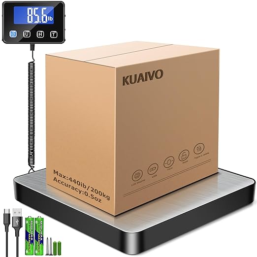 Shipping Scale, 440 lbs/0.35oz High Accurate Digital Postal Scale with Hold/Tare Function, Shipping Scale for Small Business, Packages, Luggage, Home Use, Battery & Charging Cable Include