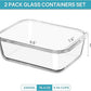 Vtopmart 2Pack 2260ml/ 76.4oz Large Glass Storage Containers with Lids, Meal Prep Food Container Set with Snap Airtight Lid for Baking, Microwave, Oven, Leak Proof, for Freezer, Dishwasher, Green