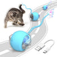 Interactive Cat Toy Ball for Indoor Cats with Mesh Tail & Foils, Automatic Rolling Three Modes Agile Moving Cat Ball to Keep Them Busy Rechargeable, Blue