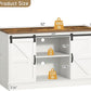 Farmhouse 55-75 Gallon Fish Tank Stand with Power Outlet, Aquarium Stand with Cabinet&Sliding Barn Door, Heavy Duty Reptile Tank Stand for 2 Fish Tank/Turtle Tank/Reptile Terrarium, White
