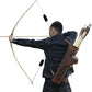 TOPARCHERY Traditional Shoulder Back Quiver Bow Leather Arrow Holder with Large Pouch Handmade Straps Belt Bag Brown