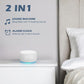 Buffbee Sound Machine & Alarm Clock 2-in-1, 0-100% Clock Face Brightness, Bottom Colored Light, Sleep Timer, Precise 30-Level Volume Control White Noise Machine - White