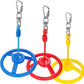 Rainbow Craft 3-Pack Ninja Monkey Wheels，Obstacle Course & Swing Set Attachments for Kids ，Outdoor Backyard Playground Accessory，Red, Blue & Yellow