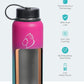 BUZIO Insulated Water Bottle with Straw Lid and Flex Cap, 32oz Double Wall Vacuum Stainless Steel Thermo with Wide Mouth Lid, Cold 48 Hrs Hot 24 Hrs Sweat Proof Flask, Rose and Green