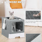 Enclosed Cat Litter Box, Large Litter Box for Big Cats, Covered Kitty Litter Boxes with Lid, Top Entry Cat Box Enclosure with Scoop, Odor Control, Easy to Clean(Grey)