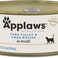 Applaws Natural Wet Cat Food in Broth, Limited Ingredient Canned Wet Cat Food, No Additives, Made with Natural Ingredients, Tuna Fillet & Crab in Broth (24 x 5.5oz Cans)