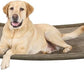 Veehoo Outdoor Elevated Dog Bed, Cooling Raised Dog Cots Beds for Large Dogs, Portable Waterproof Curved Dogs Hammock Bed for Outside, up to 120lbs, Black Legs, Brown 42"