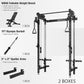 Mikolo Folding Squat Rack, Wall Mounted Power Rack with Cable Crossover Machine & LAT Pull Down, Functional Trainer with 5 Adjustable Function Modes, for Home Gym and Space Saving