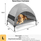 Veehoo Outdoor Dog Bed with Canopy, Cooling Elevated Pet Cot with Removable Shade, Non-Slip Feet, Raised Dog Cot for Large Dogs, Pet Tent Bed for Camping, Beach, Large, Grey, CWC2411
