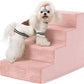 Dog Stairs for Small Dogs,17.5" H,4-Step Dog Steps for Bed and Couch with High Density Foam,Non-Slip Pet Steps for Doggy and Cat,Pet Stairs with a Washable Cover,Pink