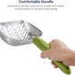 WePet Cat Litter Scoop, Aluminum Alloy Sifter, Kitty Metal Scooper, Deep Shovel with Diagonal Sifting Hole, Long Handle, Kitten Poop Lifter for Litter Box, Large Size, Green Handle