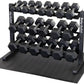 Body-Solid Dumbbell Rack with 20 Rubber 5-50 lb Dumbbells and Floor Mat, Commercial and Home Gym Weight Rack Storage & Organizer Stand, Midnight Black