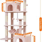 Taoqimiao Cat Tree, 68-Inch Cat Tree Cat Tower for Indoor Cats, Plush Multi-Level Cat Condo with 6 Scratching Posts, 2 Perches, 2 Caves,Hammock, 3 Pompoms,MS020SP Jelly Pink