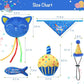 BINGPET Cat Birthday Catnip Toys for Indoor Cats,Cat Birthday Hat,Bandana and Cat Birthday Cake Interactive Plush Kitten Chew Toys,Cute Fish,Balloon Toys with Crinkle Paper and Catnip Inside(Blue)