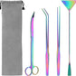 4 in 1 Quarium Aquascape Tools Kits, Anti-Rust Stainless Steel Aquatic Plant Aquascaping Tweezers, Scissors, Spatula for Aquarium Tank Cleaning Fish Tank Aquascape Tools Sets