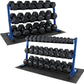 WF Athletic Supply Rubber Coated Hex Dumbbell Set, Multiple Choices Available - Dumbbells with Rack Stand and Mat, or Dumbbells Only (200/550/1200/2100/3000 LB)