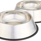 Amazon Basics Stainless Steel Non-Skid Pet Dog Water And Food Bowl, 2-Pack (10 x 2.8 Inches), Each Holds Up to 4 Cups