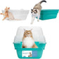 Petfamily Cat Litter Box, Large Foldable Jumbo Hooded Cat Litter Box with Transparent Lid (Teal)