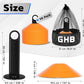 GHB Soccer Cones 25/50/100 Pack Disc Soccer Sport Cones Training Field Marker Agility Cones for Traffic, Basketball, Coaching, Practice Equipment Includes Cone Drills Guide