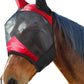 Harrison Howard Pro Luminous Horse Fly Mask Standard with Ears UV Protection for Horse Scarlet Red/Black XL Extra Full Size