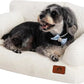 Hollypet Fluffy Plush Pet Cat Couch Soft Calming Pet Sofa Beds for Medium Small Cats and Dogs, White