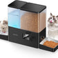 Rojeco 36Cups/8.5L Pet Automatic Cat Feeder and Gravity Water Dispenser,Stainless Steel Bowls 2-in-1 Set Large Capacity 5L Food Feeder and 3.5L Water Fountain for Cats,Pets,Small Dogs,Black