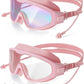 Adult Swimming Goggles,Leak-Proof,Anti-Fog Pool Glasses,Wide View Swim Goggles with Ear Plugs and Nose Clip