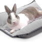 Paw Inspired Snuggle Bunny Bolster Bed for Rabbits, Cats, Dogs and Other Small Pets, Reversible Fleece Flop Bedding with Padded Sides (Gray/Light Gray)