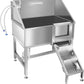 38" Dog Washing Station, Professional Stainless Steel Dog Bathing Station, Equipped with Three Anti-Slip Steps, Removable Door, Upgraded Spray Nozzle&Hose - Ideal for Home, Pet Grooming Salon,R-RAMP