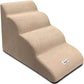Dog Stairs, Removable and Washable Pet Stairs, 4-Steps Non-Slip Pet Ramp, Dogs Steps for High Bed Sofa, High Resilience Sponge Dog Stairs(Light Brown)
