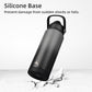 Insulated Water Bottle with Straw Lid,24 oz Stainless Steel Vacuum Metal Bottle with Silicone Handle,Gray Black