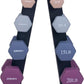 Dumbbell Set with Rack - Neoprene Coated Weights with Stand - Hex Color Coded Dumbell Pairs 1-20 LBs