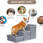 Pet Stairs with Storage, Pet Step for Small Dogs and Cats, 3-Step Folding Pet Steps with Zip, Cat Stairs Dog Steps for Bed, Couch and Car Ramp (Gray, 3 Steps no Condo)