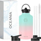 Oceania Flask 64oz Stainless Steel Water Bottle | Modern, Leakproof, Hydro BPA-Free, Insulated Water Bottle with 3 Lids, 3 Straws & 2 Straw Cleaning Brushes | Simple Camping & Hiking Water Bottles