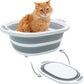 Fhiny Open Cat Litter Box, Small Litter Box for Kittens Low Entry Kitty Potty Pan Foldable Travel Toilet Waterproof for Indoor Small Pet Senior Cats 15.7"×12.5"