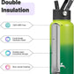 32 oz Insulated Water Bottle Stainless Steel Sport Bottles with 3 Lids,Bamboo Grove